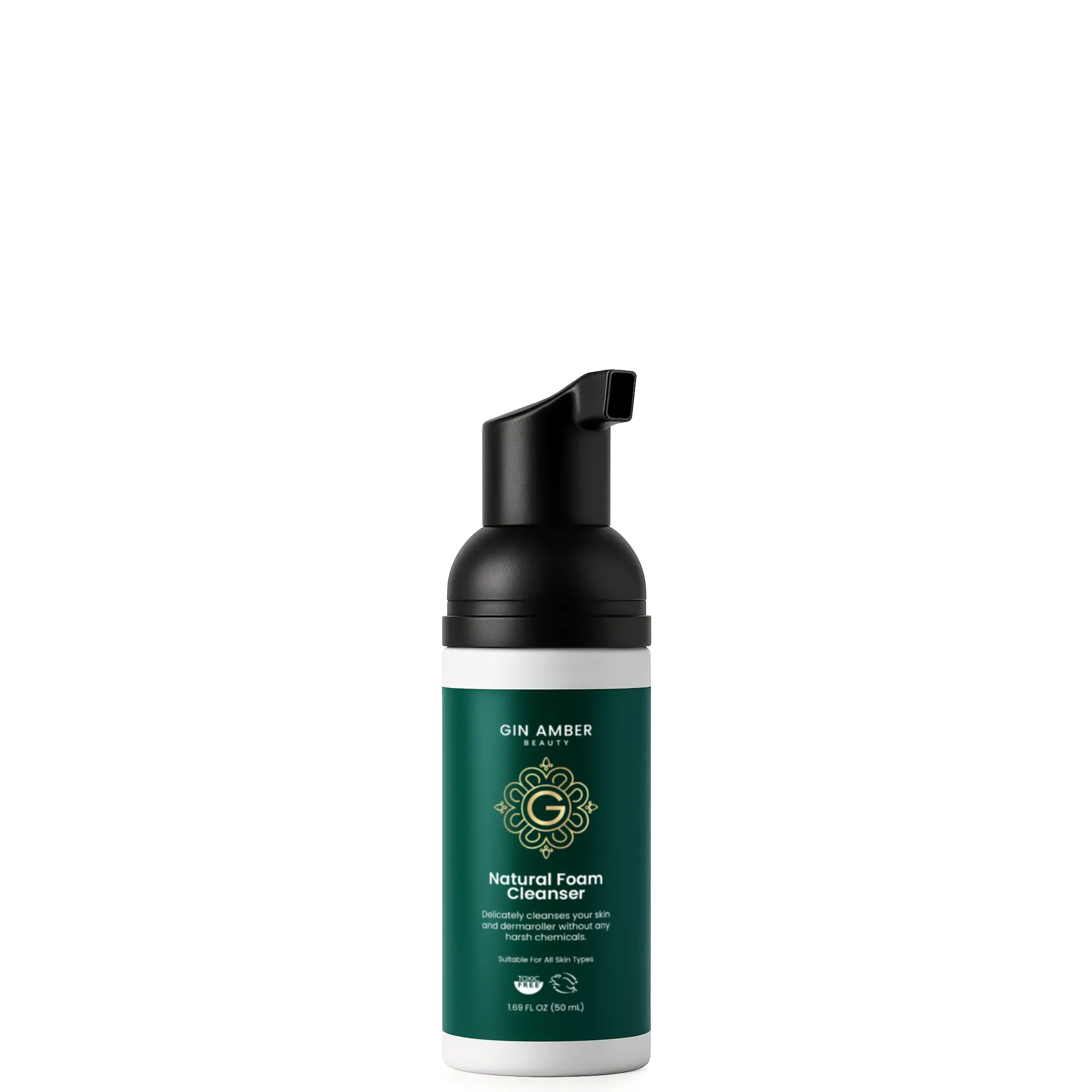 Gin Amber Beauty Mini Natural Foam Cleanser 50mL - Gentle Skin & Dermaroller Cleansing for Microneedling Sessions & All Skin Types (Travel Sized)