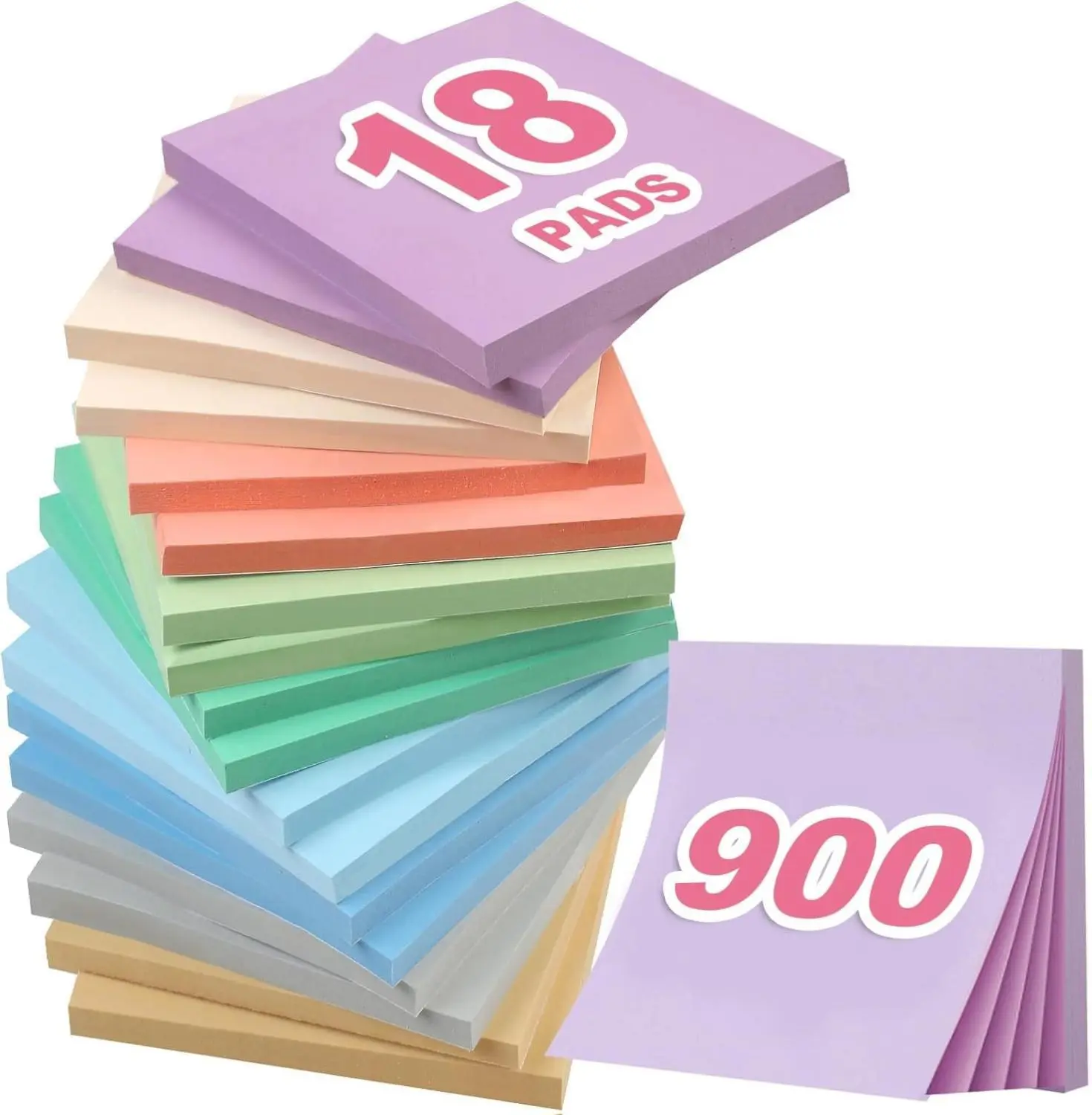 18 Pads Sticky Notes 3x3" Aesthetic Sticky Notes 9 Colors of Neutral Notes for Office School Home Desks and More 50 Sheets Pad Premium Quality & Durability Compact Portable Design