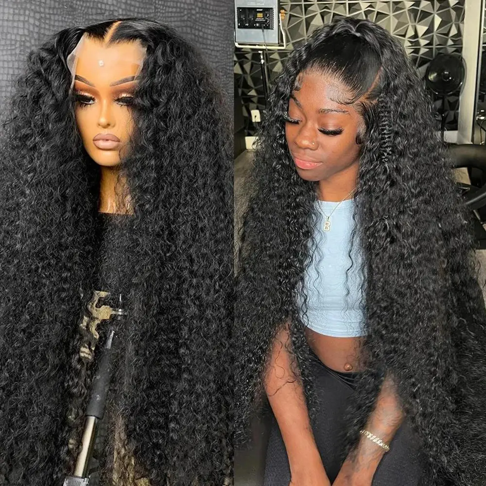 Bling Hair Deep Wave Lace Frontal Wig Transparent 13x4 13x6 HD Lace Frontal Human Hair Wigs Curly Human Hair Lace Frontal Wigs For Women summerwins