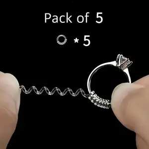 Transparent Ring Size Adjusters (5 Pcs/Set) |   Fit Perfectly for Women & Men,Transparent Coil Adjusters, 5Counts/set Fashionable Ring Adjusters for Women & Men,5 Pcs Transparent Ring Adjusters |   Universal Fit for Women & Men