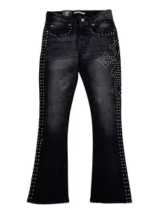 Original Fables Studs Cross Flared Jeans (Black) – G52-627