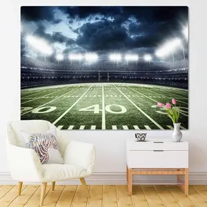Tapestry Stadium Football Stadium Field Light Night Football Turf Home Decor Wall Hanging for Living Room Bedroom Dorm 60x80 Inches
