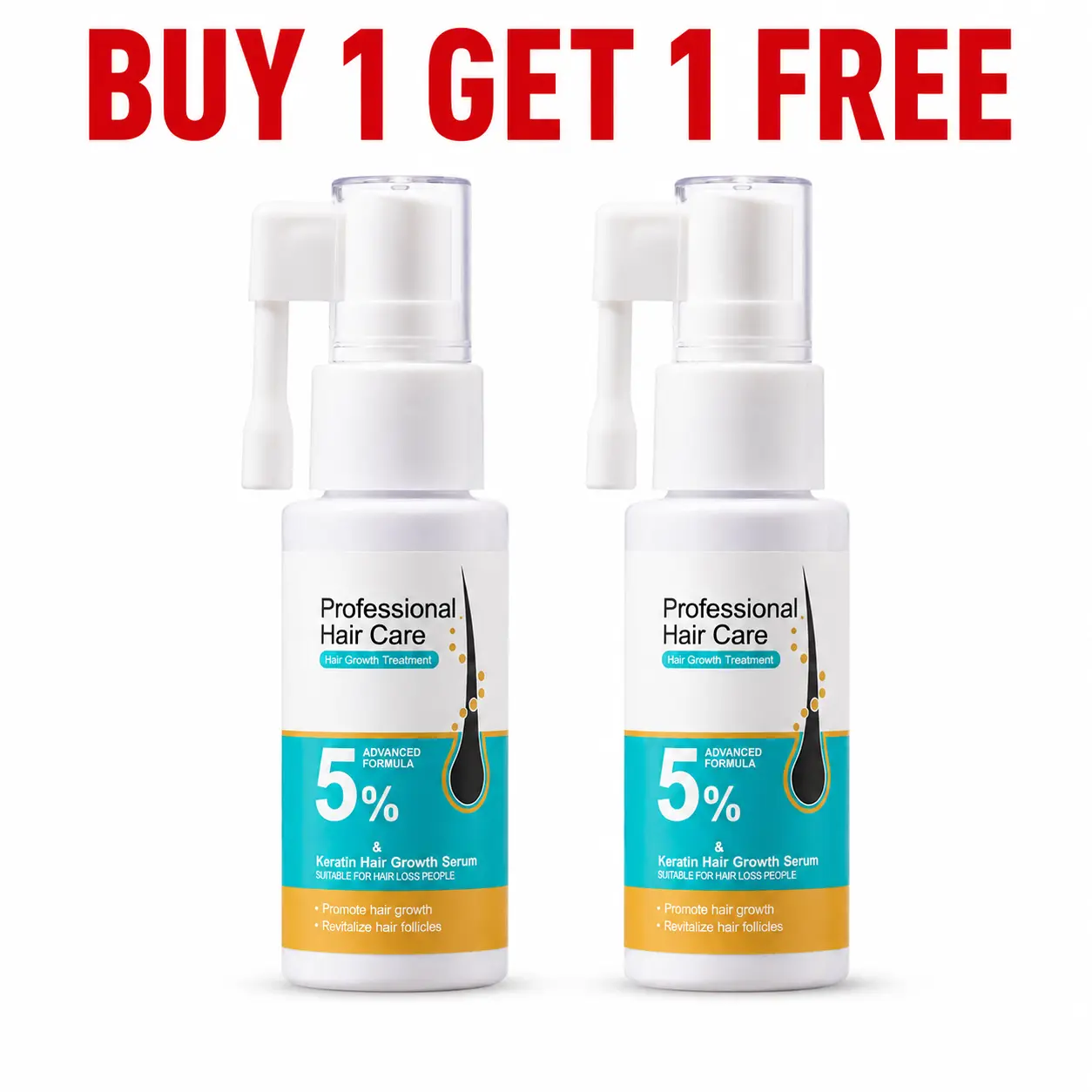 Buy 1 Get 1 Free 5% Minoxidil Hair Regrowth Treatment 30ml - Anti-Hair Loss Formula for Daily Use Clinically Proven Professional Haircare, Hair Growth Products, Adults