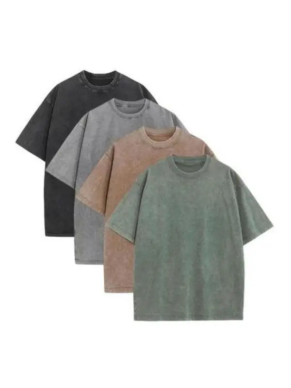 Women's 4-Pack Oversized Cotton T-Shirts - Unisex, Casual, Vintage Heavyweight Acid Wash Baggy Tees for Gym Workout, Available in 2 Color Sets , No Bleach, S Size, Do Not Bleach Gym Daily Wear Gym Athletic Clothes Gym Training Sportswear
