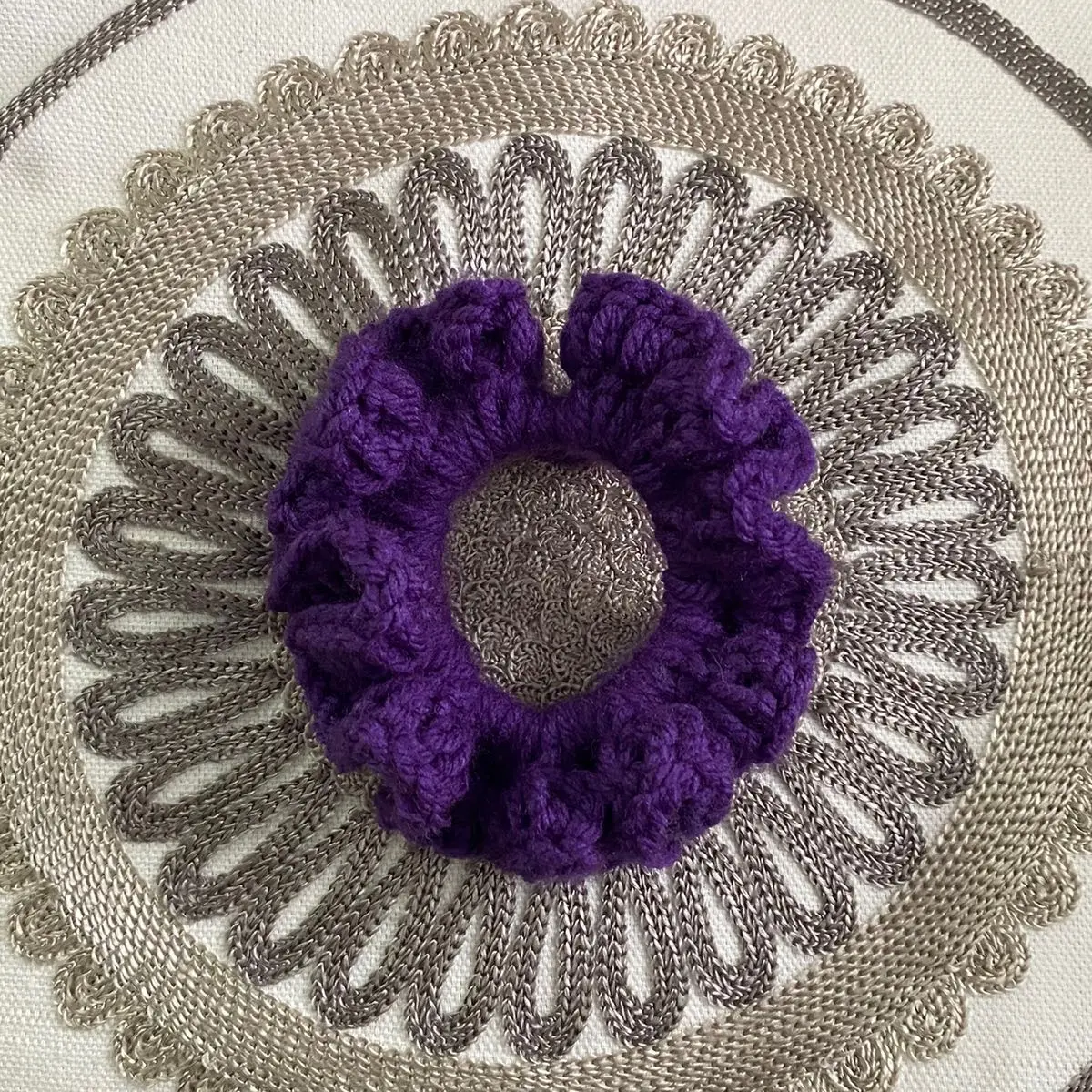 Purple Crochet Scrunchie acrylic yarn