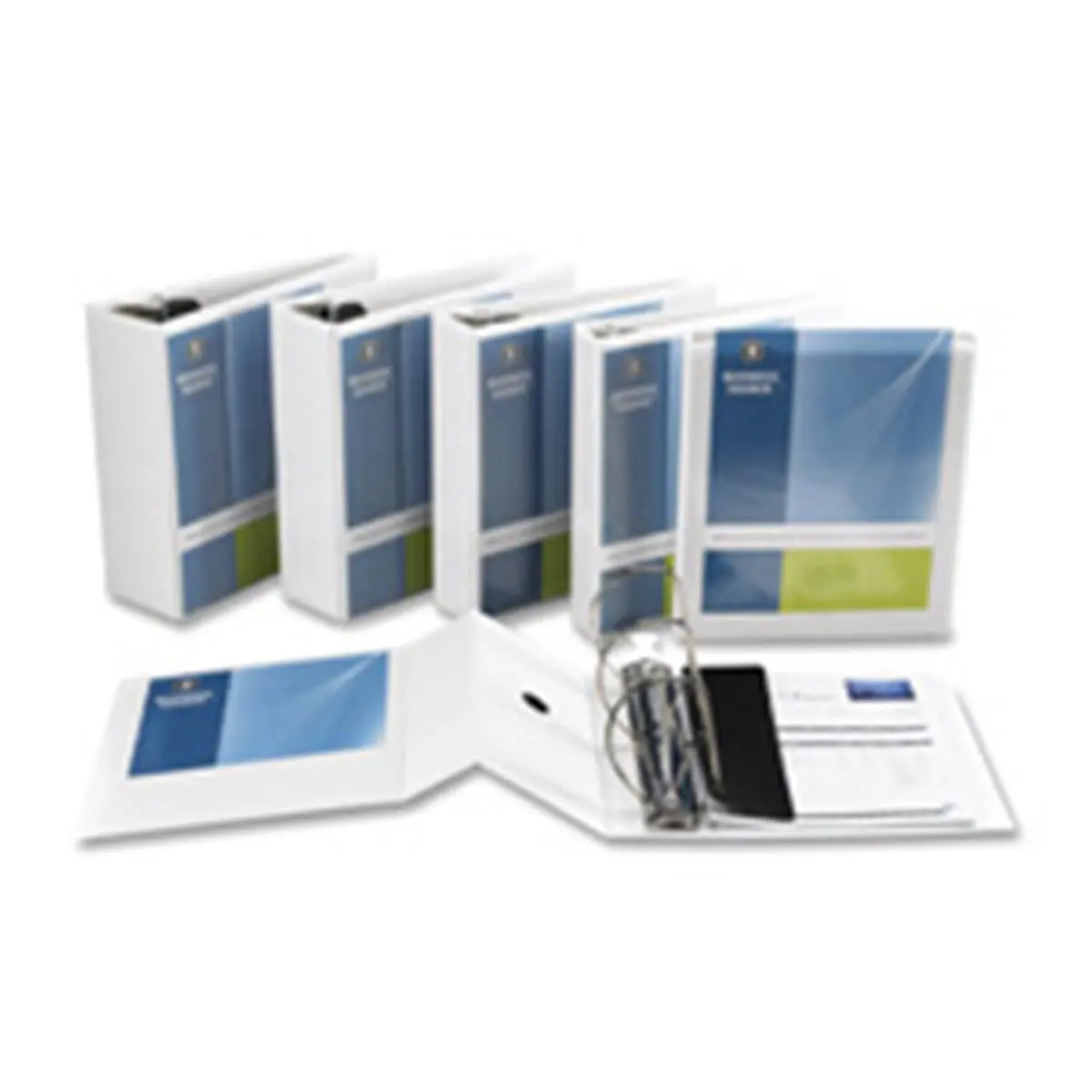 Business Source BSN28442 Slant D-Ring Binder for Business Use, 2in. Capacity, White, with Pockets on Back Cover for Extra Document Storage & Easy Customization