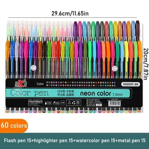 Gel Pen Set with Case, 1 Set 18/24/60/100 Color Gel Pen, Non-toxic Versatile Fine Point Pens for Adult Coloring, Drawing, Sketching & Crafting, Coloring Materials Set, Art Drawing Supplies