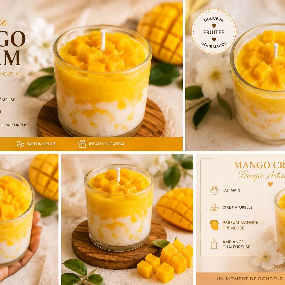Naidem Glow Mango Cream Candle   Handmade Dessert Candle Naidem Glow Mango Cream Candle   Handmade Dessert Candle