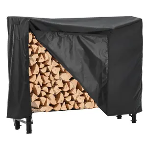 4 ft Firewood Rack Outdoor & Indoor, Heavy Duty Wood Rack with Metal Frame and Water-Resistant Cover, Fireplace Log Holder and Fire Wood Storage Organizer