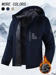 Men's Winter Waterproof Ski Snow Jacket Warm Fleece Lined Hooded Parka Raincoat with Multiple Pockets Outdoor Sports Coats for Mountaineering and Cold Weather(Raincoats)