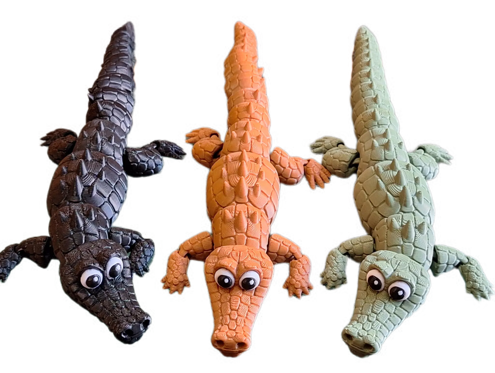FlexiMech Crocodile Cartoon Cute 3d Printed Alligator 10" Flexible Articulated Toy
