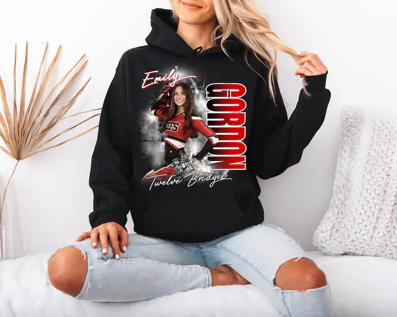 Women's Custom Long Sleeve All-Season Multi-Size Cheerleading Pullover Hoodie - Casual Team Spirit Tops for Game Day