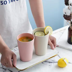 Set of 5 Durable Reusable Wheat Straw Cups, 500ML Eco-Friendly Drinking Glasses for Iced Tea & Camping Parties, Ideal for Daily Use