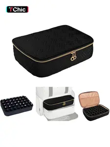 Nail Polish Organizer Case Holds 40 Bottles, Quilted Nail Polish Organizer Bag, Portable Double-Layer Nail Polish Storage Bag with Zipper for Manicure Tools, Cosmetic Travel Makeup Bags, Makeup Organizer Pouch for Women, Thanksgiving Day gifts