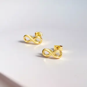 Elegant Fashionable Minimalist Infinite Symbol Shaped Gold-Tone Earrings Perfect for Daily Wear & Gifts for Friends and Family