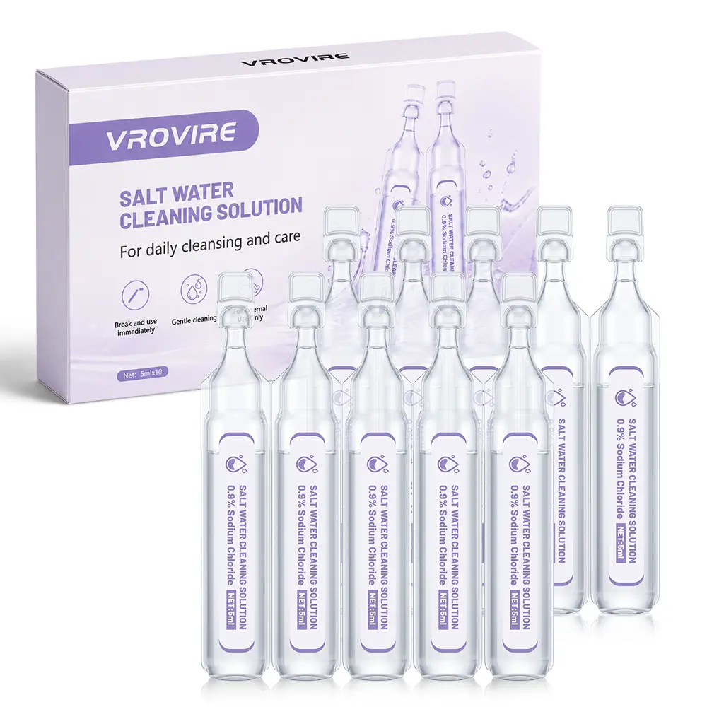 Portable Sterile Single-Use Saline Vials | 0.9% Sodium Chloride Solution for Home, Travel & On-the-Go