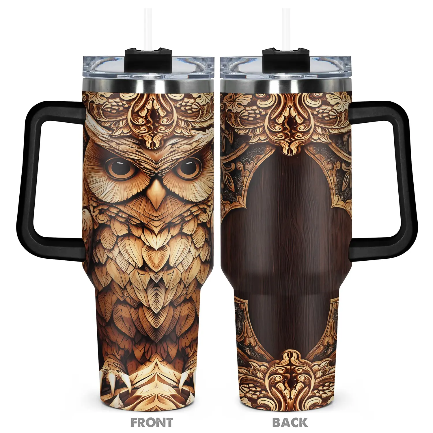 1pc, Gifts for Owl Lover 40oz Tumbler, Tumbler Reusable Cup, Insulated Water Bottle, Owl Print, Insulated and Durable, Gift for Any Occasion: Birthdays, Holidays for Family, Friends, Coworkers, Insulated Drinkware