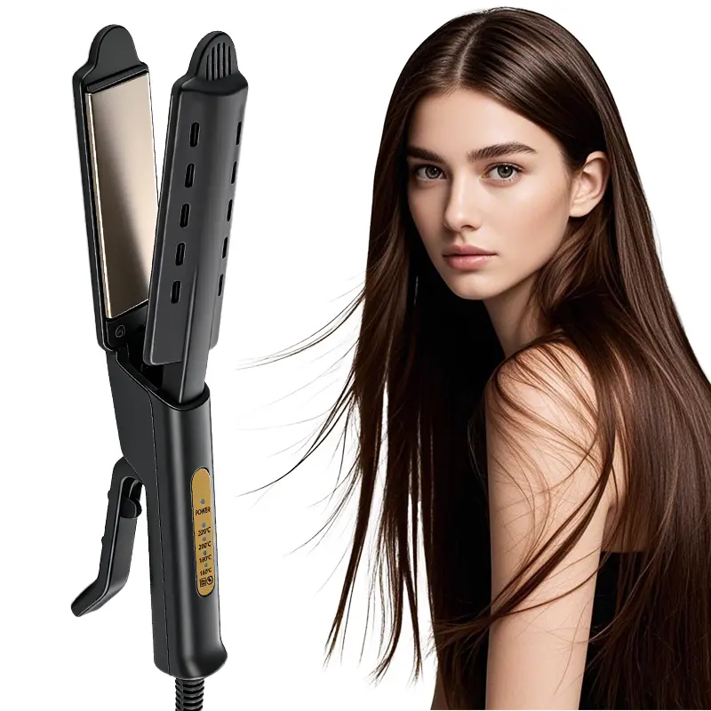 Two-in-one steam straightener and curling iron, suitable for both short and long hair. Portable dry and wet dual-purpose hair straightening clamp.