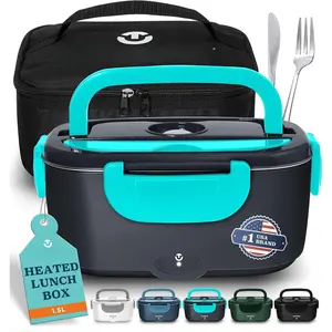 Electric Lunch Box for Adults 100W Heated Lunch Box For Men 1.5L Stainless Steel Portable  Warmer, 12/24/110V for Travel & Work, Loncheras Electricas Para Calentar almuerzo