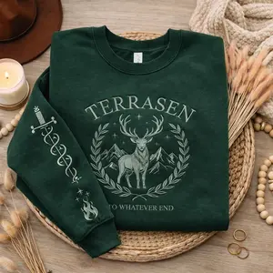 Terrasen Tone on Tone Embroidered Sweatshirt, Terrasen Sweatshirt, Throne of Glass Sweater, Book Lovers Shirt, ACOTAR Merch, TOG Sweatshirt