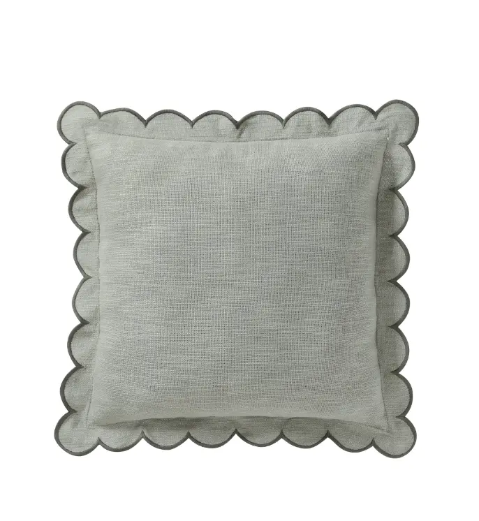 19" x 19" Sage Green Scallop Flange Cotton-Rich Decorative Pillow