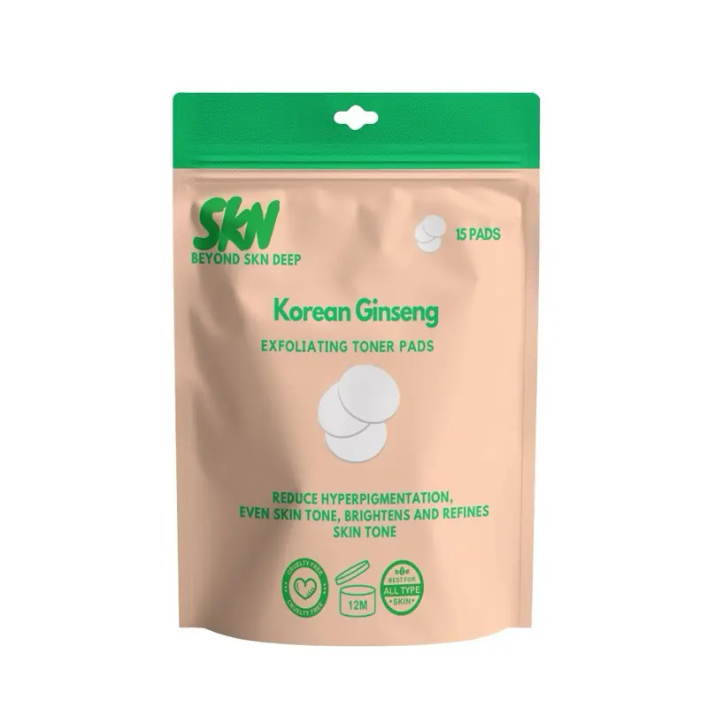 Korean Ginseng Exfoliating Toner Pads - 15 Pads for Reducing Hyperpigmentation & Brightening Skin Tone Gentle Radiant