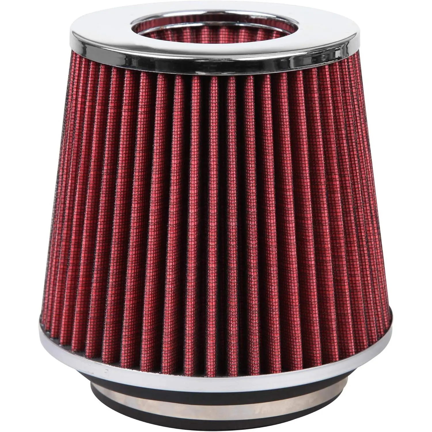 Cartman Clamp-On Vehicle Engine Air Filter - Eco-Friendly Premium High-Performance Pre-Oiled Ready Motor Accessory, Engine Protection, High-Power Boost, Fits 3-4" Diameter Intake Tubes, Washable Reusable Round Tapered Red Replacement