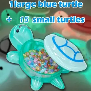 Glowing Large Turtle + 15 Small Turtles, Detachable Turtle Storage Box, Unique Handmade Party Gift, Home Decor, Glow in the Dark, No Power Needed