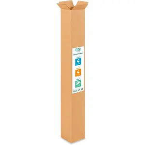 IDL Packaging Tall Moving & Shipping Boxes 4x4x36 inches (10-Pack) - Extra Strength 200 lb Kraft Corrugated Packing Boxes for Moving & Shipping