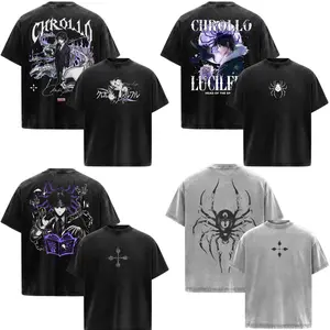 Chrollo Lucilfer Hunter x Hunter HxH Anime Manga Acid Washed 230GSM Heavyweight Cotton T Shirt Collection - Size S to 3XL - Unisex Vintage Streetwear Oversized Crewneck Merch - Gift for Anime Fans