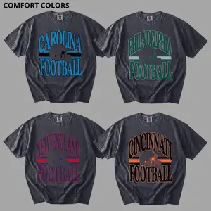 Unisex Comfort Colors Gray Football T-Shirt, Retro All Team Football Crewneck, Vintage American Football Fan Apparel, Cozy Sport Tee for Men & Women, Gift Idea
