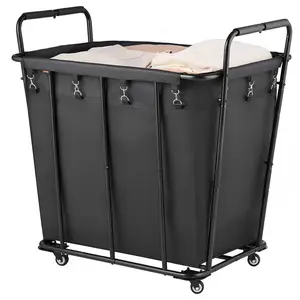 【fathersdaygift】VEVOR Laundry Cart,Rolling Grocery Utility Cart with Waterproof Liner & Swivel Wheels260 LBS Large Load CapacityHeavy Duty Shopping Basket for LaundryShoppingCampingGroceryLuggageBlack