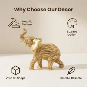 Modern Minimalist Elephant Statue Ornament, Collectible Figurine, Desktop Statue, Artificial Resin Sculpture with Shiny Beads, Sculpture Desk Decor, Multifunctional Home Office Decor Gift Choice, Home Decor Ornaments
