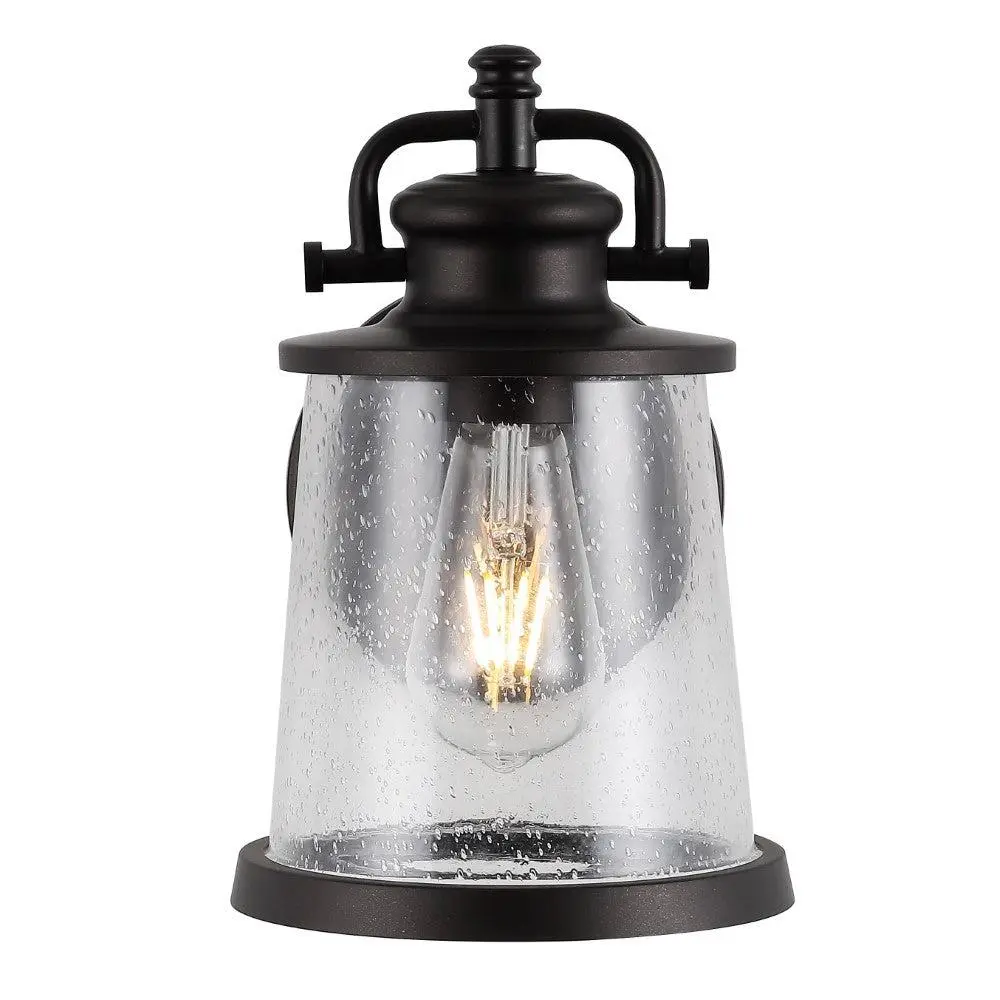 JONATHAN Y Marais Iron-Seeded Glass Vintage Rustic LED Outdoor Lantern - Decorative, Outdoor Lanterns for Antique & Country Rustic Specialty & Decorative Lighting (Living Room, Bedroom)