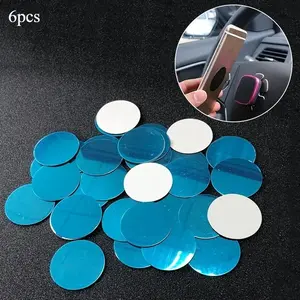 6pcs Round Bracket Magnetic Sheet Magnet Metal Plate Car Mobile Phone Holder Car Phone Holders Car Phone Mount