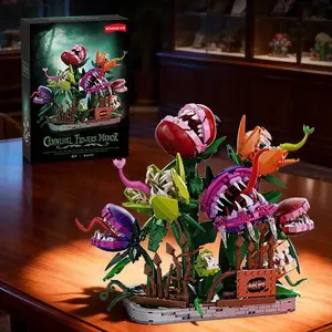 Creepy Plant Monster Building Set, Retro Magic Book Base, Gradual Gothic Decor Blocks, Creative Science & Nature Toy Gift for Adults Teens