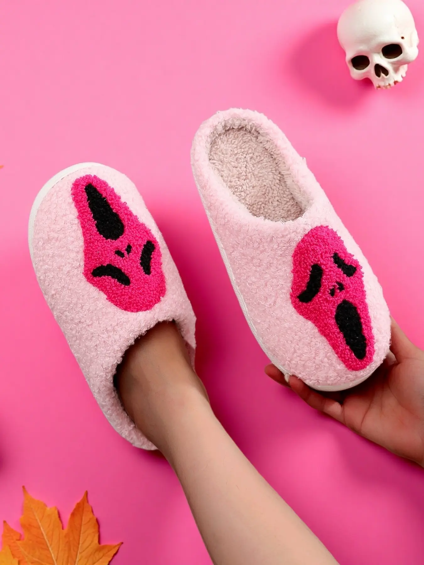 Women's Punk Style Halloween Skull Slippers, Ladies Slippers, Soft Comfortable Home Shoes for Fall Winter, Ideal Christmas Gift, Slippers Indoor, House Slippers