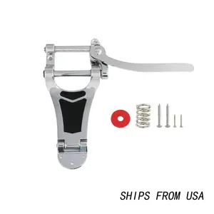 Tremolo Vibrato Bridge Tailpiece Hollow Body for Jazz LP Electric Guitar Chrome 6 String Compensated Brass Saddles