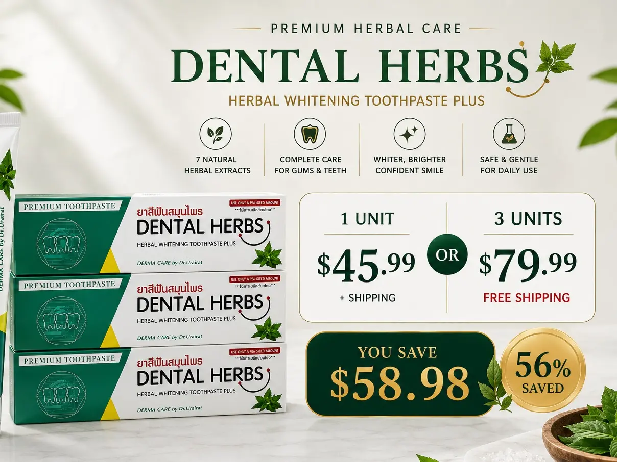 Buy 3 Dental Herb Premium Toothpaste (80g Each) for Just $59.99 | Save Over $32 | Thailand's Premium Herbal Oral Care