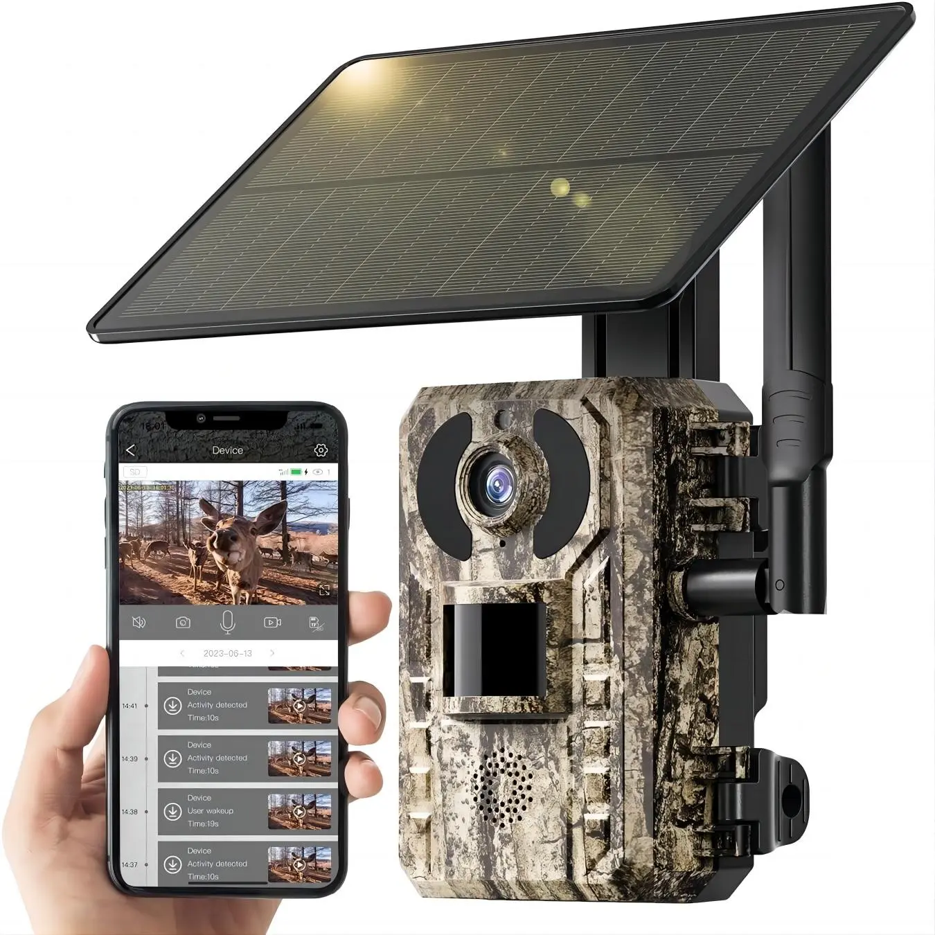 2.7K Cellular Trail Camera 5rd Generation 4G LTE with Solar Panel, Live Video Game Camera Include SIM Card with 360° Pan Tilt, Motion Activated, 2K Color Night Vision, No Wi-Fi, IP65 for Wildlife, Suitable for Home, Outdoor and Travel