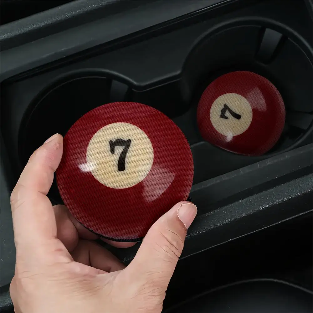 Billiards Pattern Car Coasters, 2/4pcs Non-slip Car Cup Holder Mat, Car Interior Protective Decorative Accessories for Men & Women, Boujee Car Accessories, Car Interior Decoration, Car Decor Gift, Car Interior Accessory, Automotive Decorative Accessories