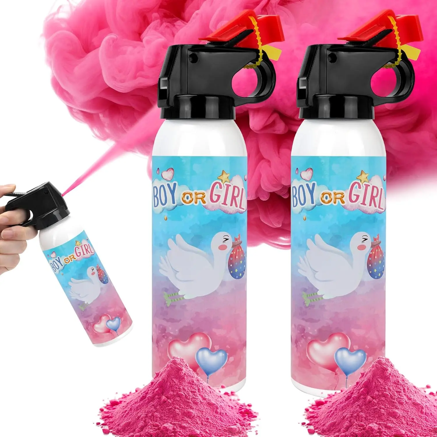 2 Pack Medium Gender Reveal Fire Extinguisher Biodegradable Baby Girl Gender Reveal Party Decor Supplies