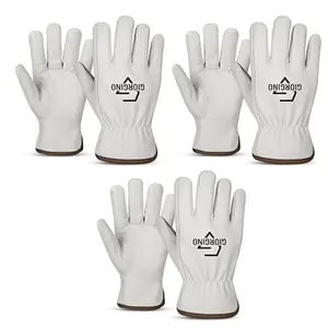 Giorgino Heavy Duty Cowhide Driver Gloves for Men Pack of 3 Safety Work Gloves for Gardening & Construction Versatile Durable