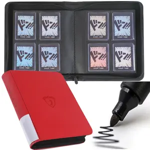 Collectible Trading Card Album Capacity 128, Side Pocket Card Holder, Collectible Card Book, Card Classification Folder, Zipper and Side Pocket Card Case