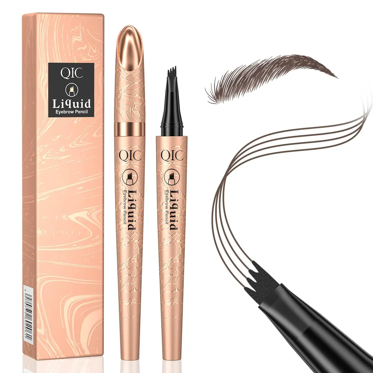 QIC Magic 4-Tip Eyebrow Pencil, Upgraded 3D Long-Lasting, Waterproof, Microblading Eye brow Pencil, Eyebrowtint, Creating Natural Looking Brows, Brow Makeup Tool Flawless Cosmetic For Women Daily Use and Gift
