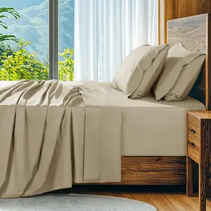 Egyptian Cotton Sheets Set, Extra Deep Pocket up to 18"-24",1000 High Thread Count, Soft & Breathable 5- Hotel Sateen Bed Sheets - 4 count (Linen,)