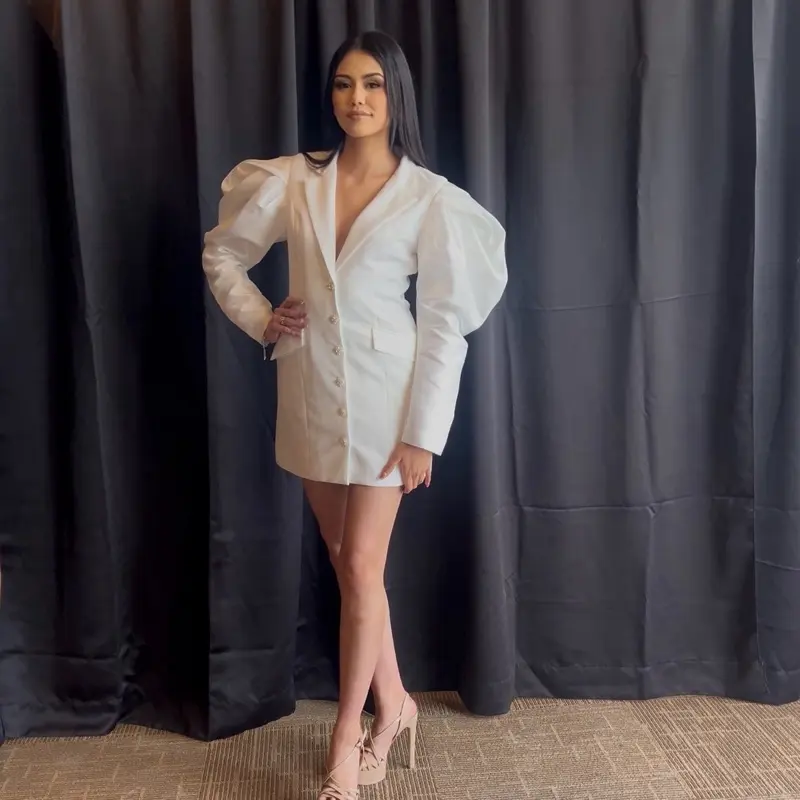 NVME Margua Puff Sleeve Blazer Dress- White