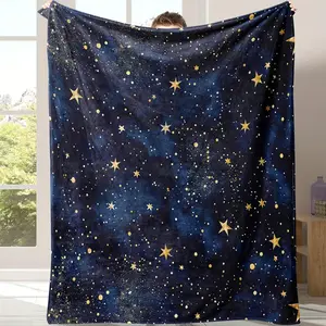 Dreamy Galaxy Flannel Blanket Starry Sky Design For Ultimate Stargazing Comfort Ultra Soft Lightweight Throw Perfect For Cozy Nights At Home And Under The Stars