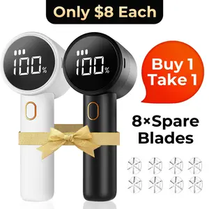 [Buy 1 Get 1]2026 New Lint Remover Free 8 Spare Blades Cordless Fabric Shaver Rechargeable Portable Sweater 3 Speeds Digital LED Display for Clothes Furniture Sweater Couch Blanket