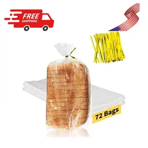 72 Pack Clear Bread Bags for Homemade Bread and 100 Ties